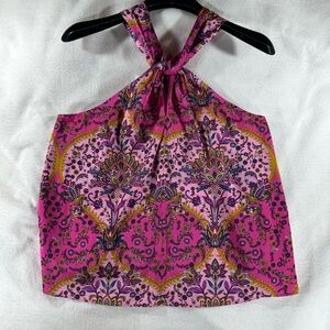 Pink Paisley Halter keyhole Top Boho hippie indie summer spring baddie feminine